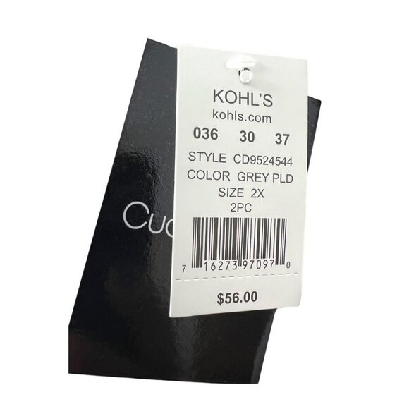 Cuddl Duds Womens Gray Plaid Velour V Neck Long Sleeve Pajama Set Plus Sz 2X New - Picture 6 of 8